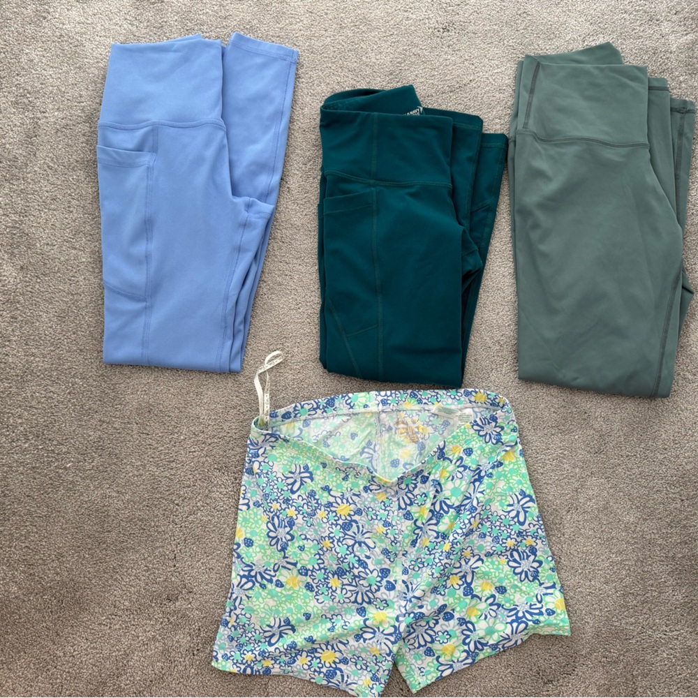 Gilly Hicks Leggings and Floral Shorts Set - Blue, Green, Floral